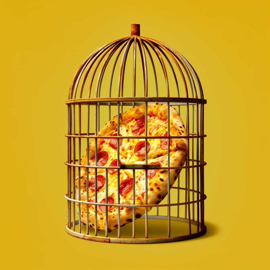 Cages batting pizza