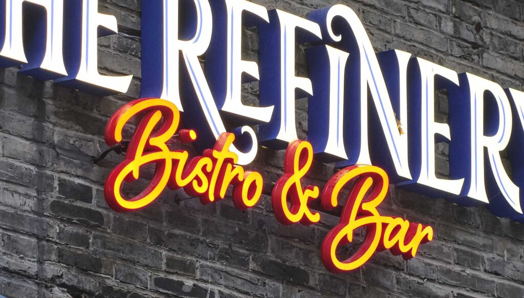 The Refinery restaurant design by thread - signage