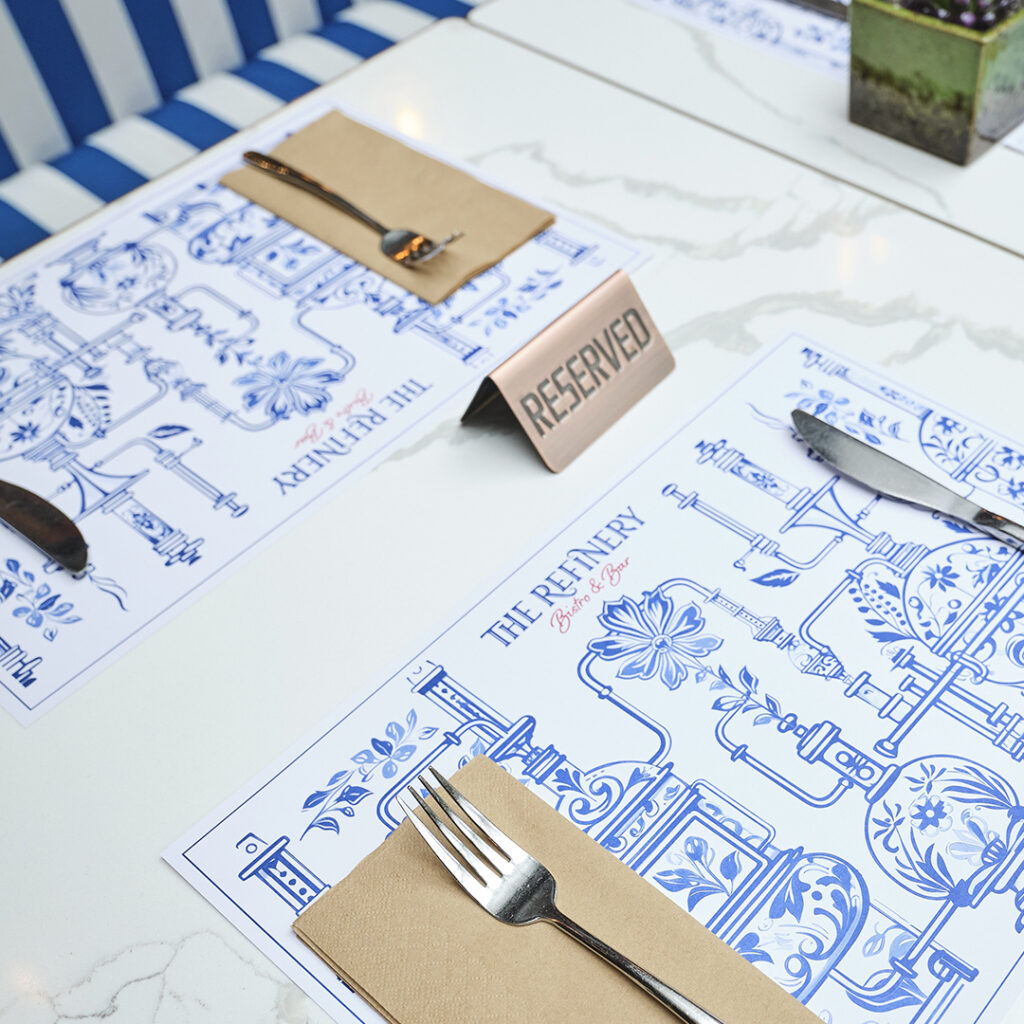The Refinery restaurant design by thread placemat