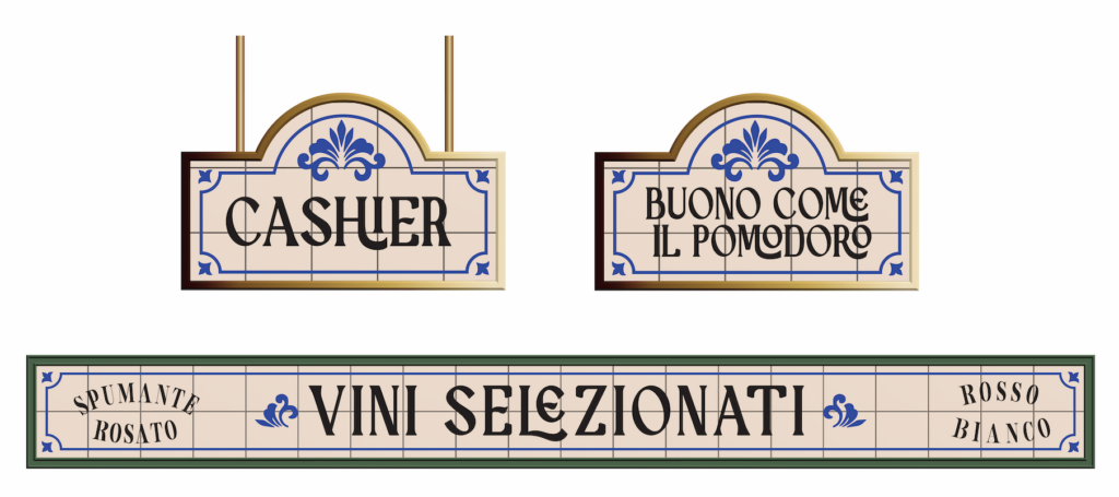 Pomodoro shanghai restaurant interior signage design by thread