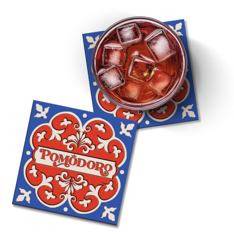 pomodoro shanghai restaruant rubber coaster design by thread